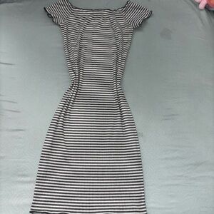 Hot Kiss Black and White Off-Shoulder Sheath Mini Dress